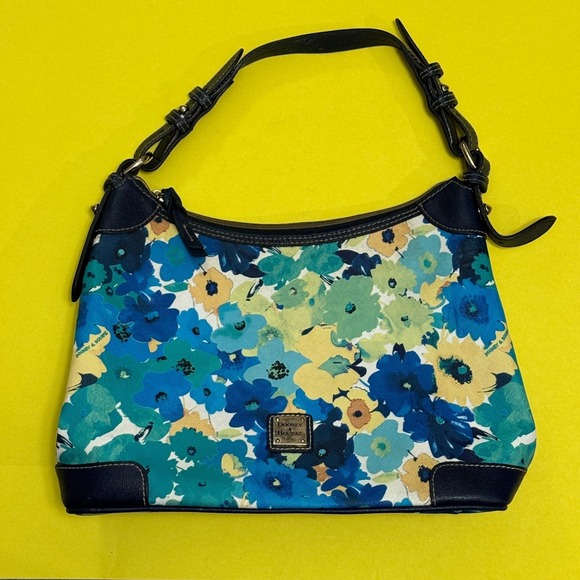 Dooney & Bourke Handbags - Dooney & Bourke Somerset Watercolor Floral Leather Hobo Bag Poppy Flower AWL